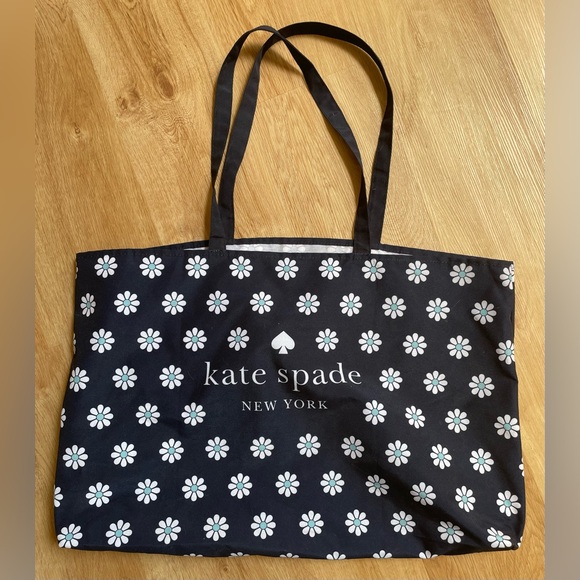 Kate Spade large tote bag navy blue floral daisies - Picture 2 of 6